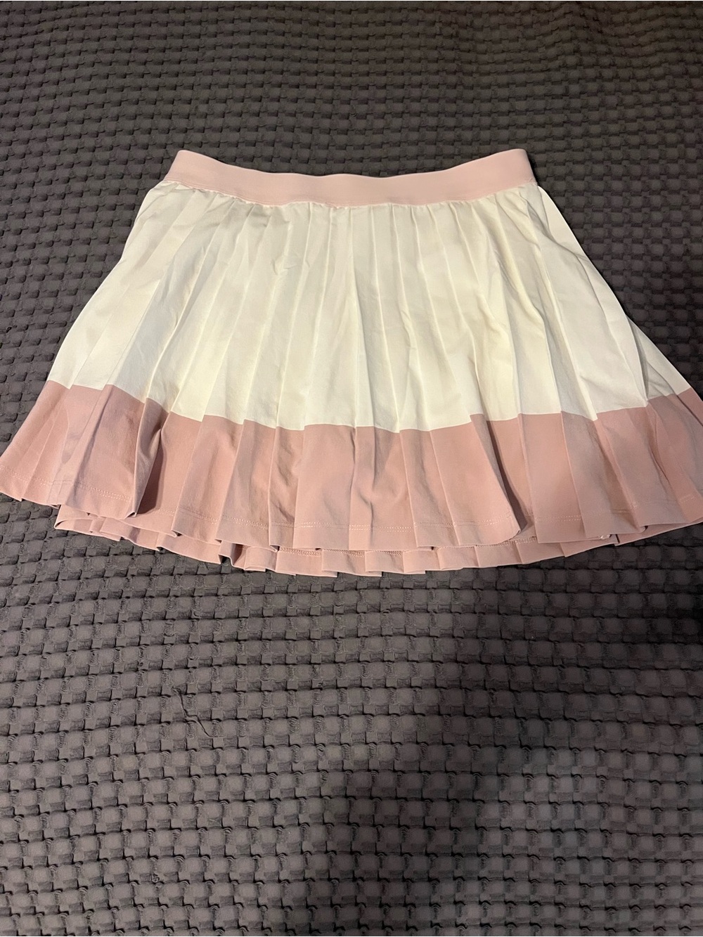 Athleta White and Light Pink Pleated Skater Skirt